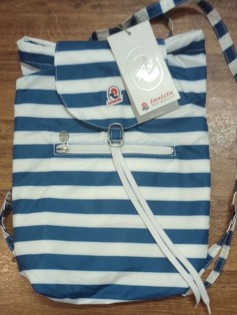 Invicta Blue and White Striped Women’s Backpack